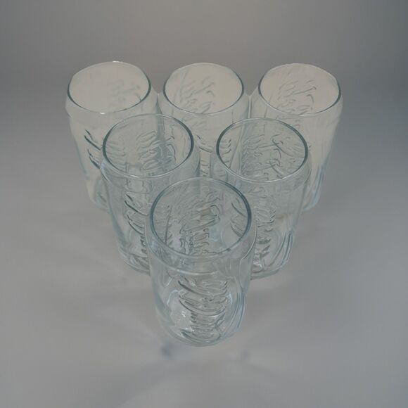 Vintage Set Of 6 Coca-Cola Can Shaped Glasses | Embossed Logo Coke Tumblers - Picture 2 of 6